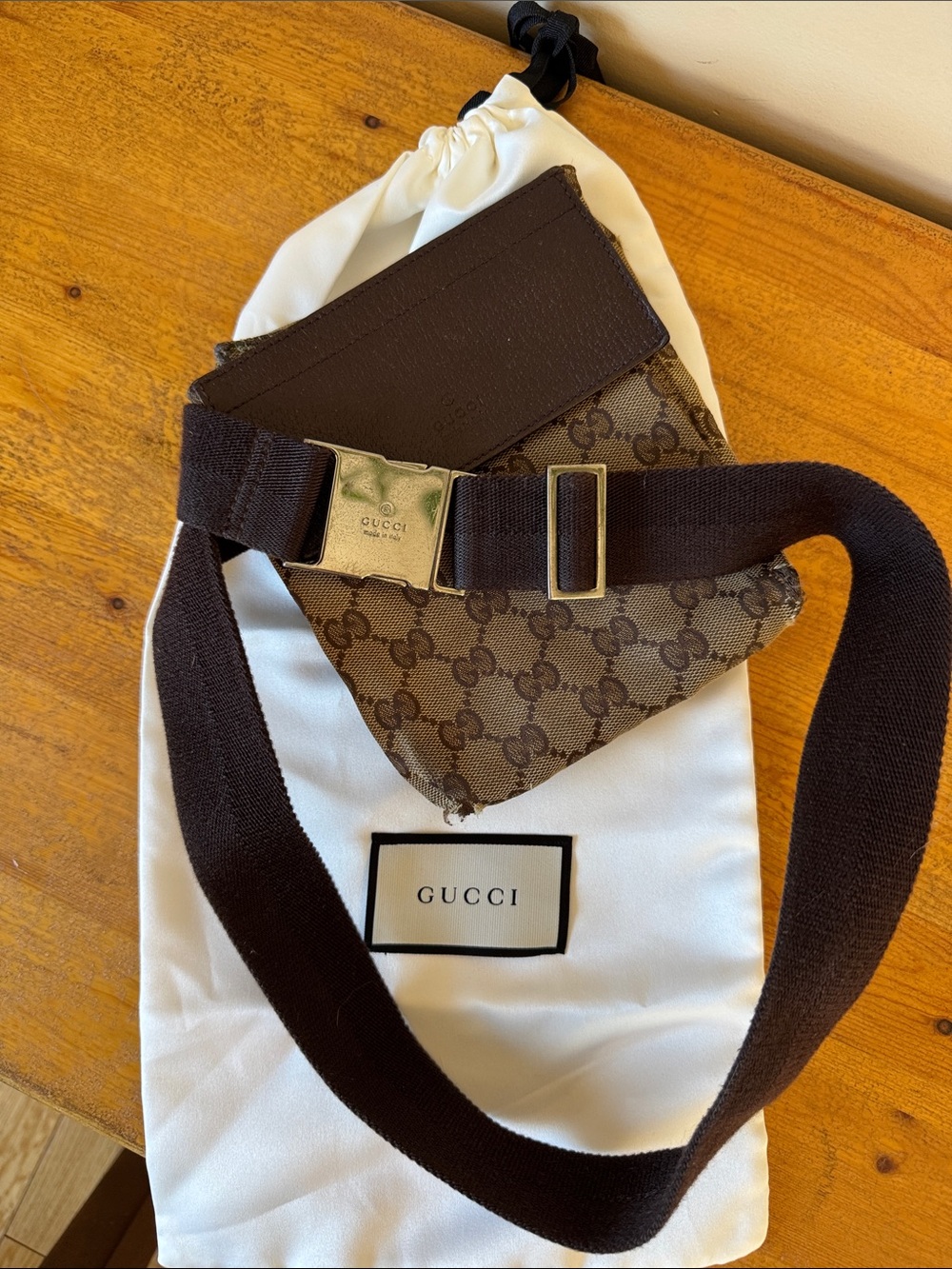 Gucci GG Monogram Double Pocket Belt Bag
